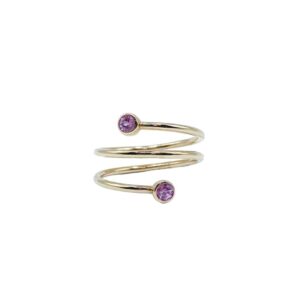 Anillo Espiral Con Zafiro Rosa