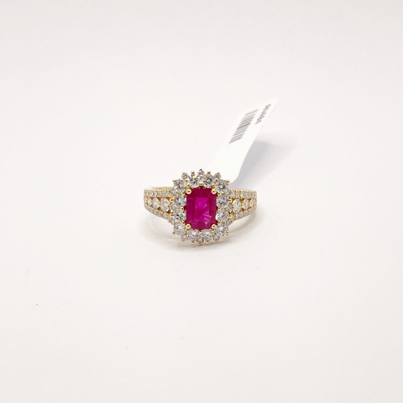 Anillo Cuadro Rubi Con Diamantes