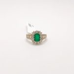 Anillo Cuadro Esmeralda Con Diamantes