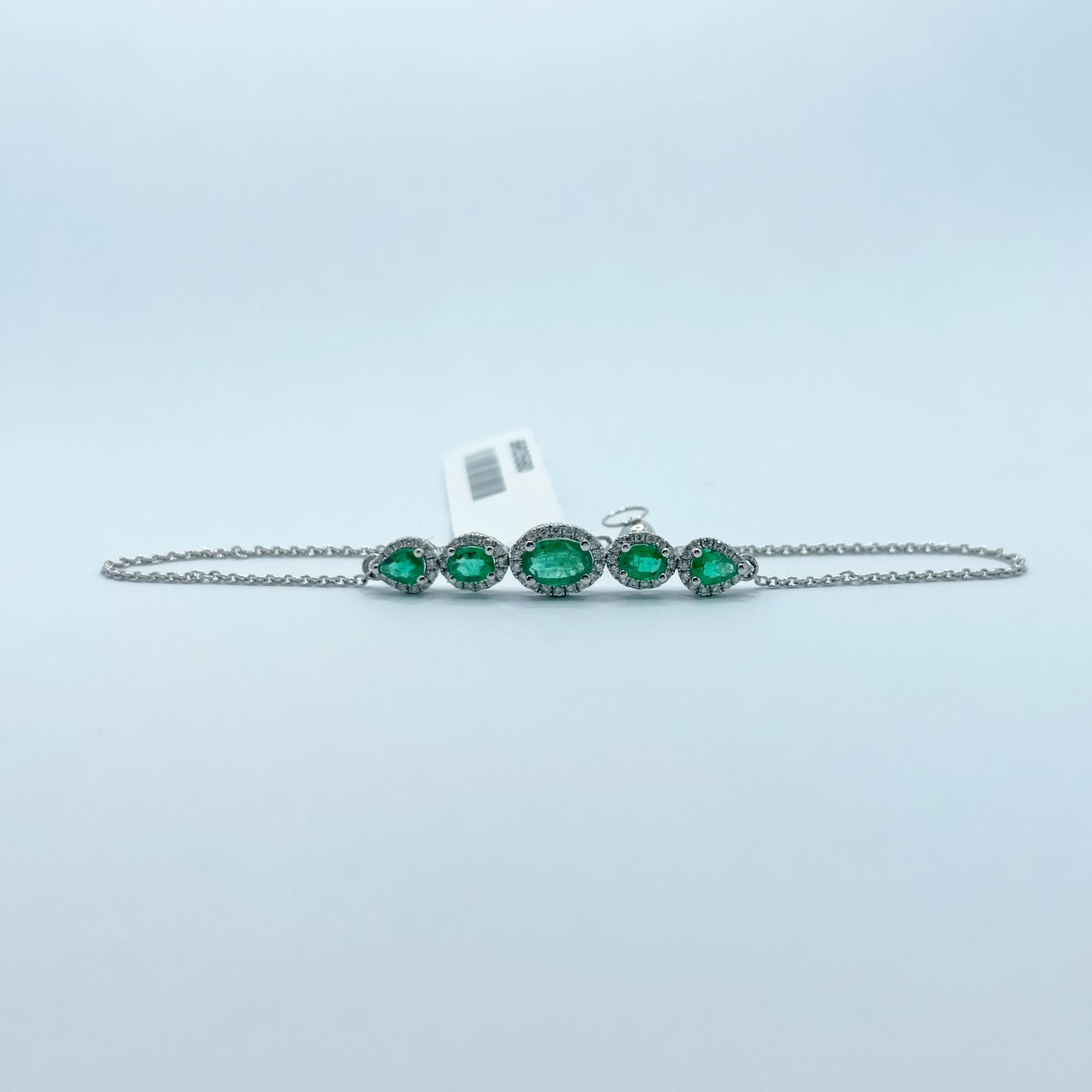 Pulsera Esmeraldas Oval Con Diamantes
