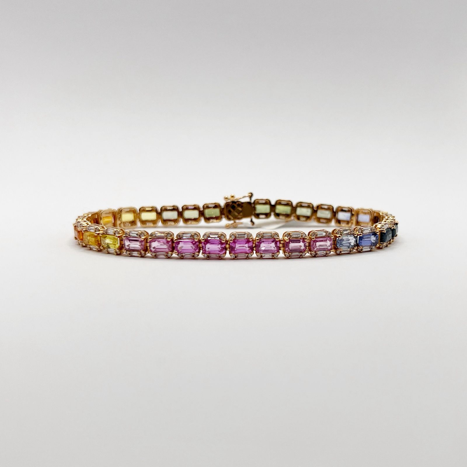 Pulsera Zafiros Rainbow Con Diamantes