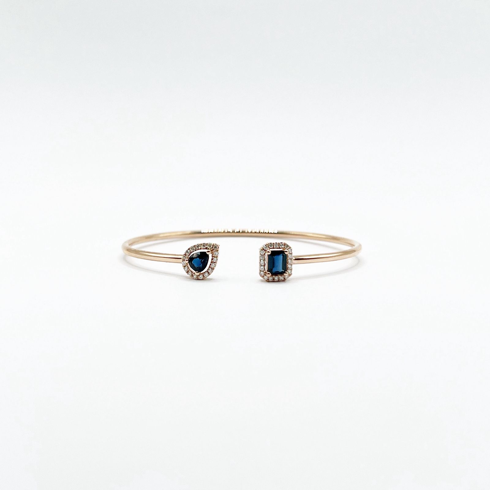 Brazalete Cuadro y Gota De Zafiro Con Diamantes