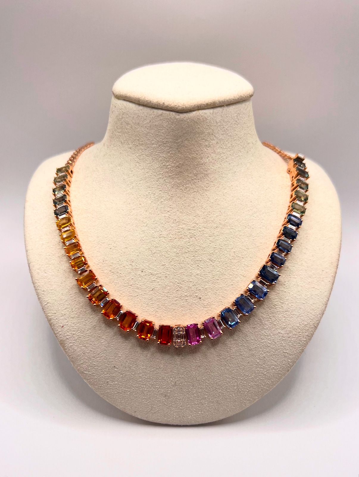 Gargantilla Zafiros Raibow Con Diamantes