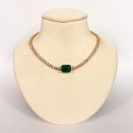 Choker De Diamantes Con Esmeralda Al Centro