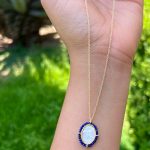 Cadena Con Dije Virgen Milagrosa y Zafiro