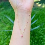 Collar Cruz Con Zirconias Rojas