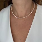 Collar De Perla Boton Broche 10K