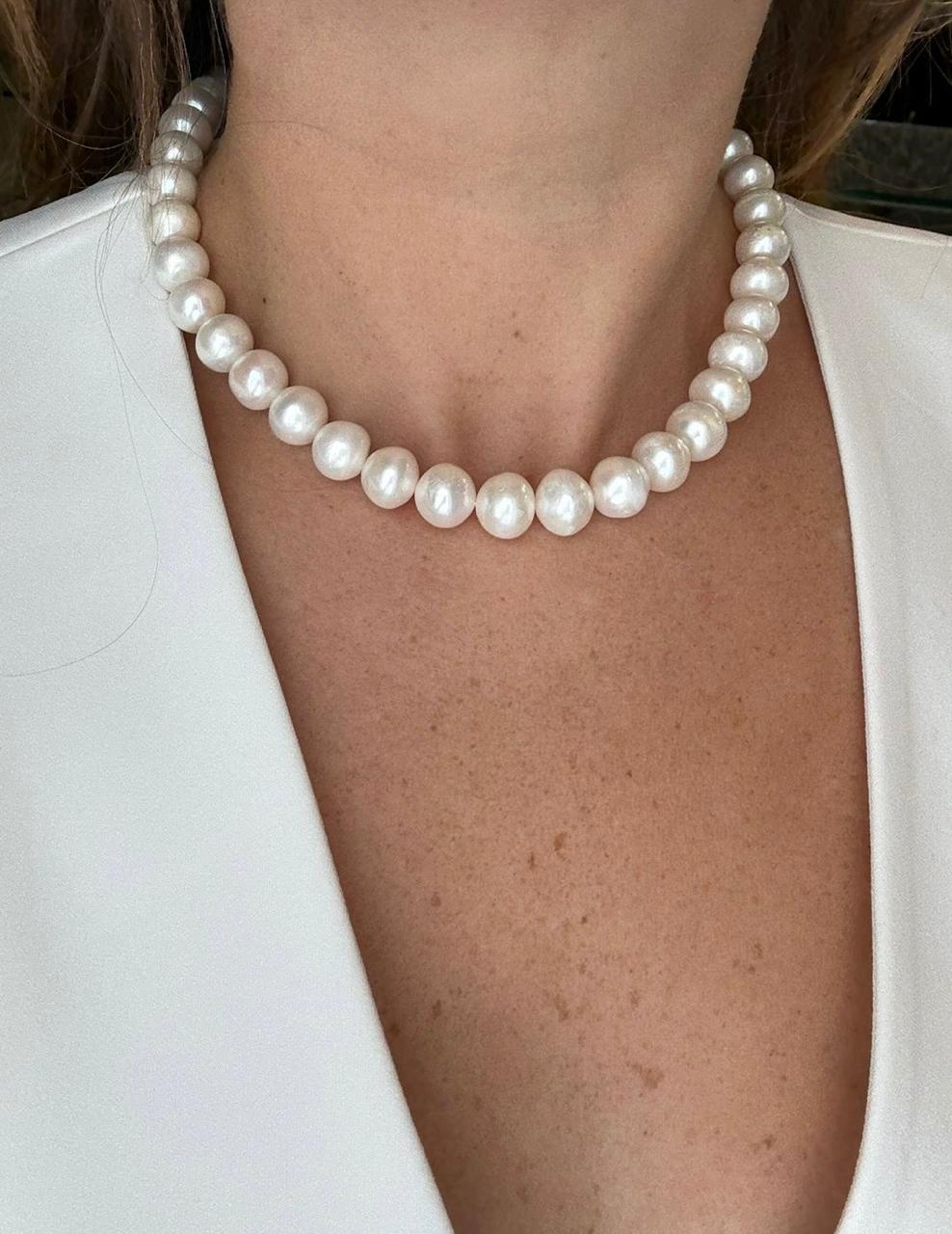 Collar Perla Barroca Blanca 13 MM