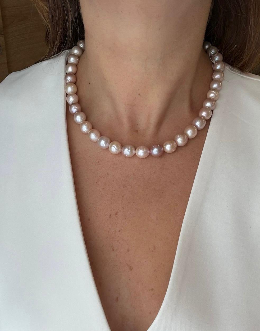 Collar Perla Redonda Salmon 11 MM