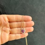 Collar Sagrado Corazon Rubi Con Diamantes