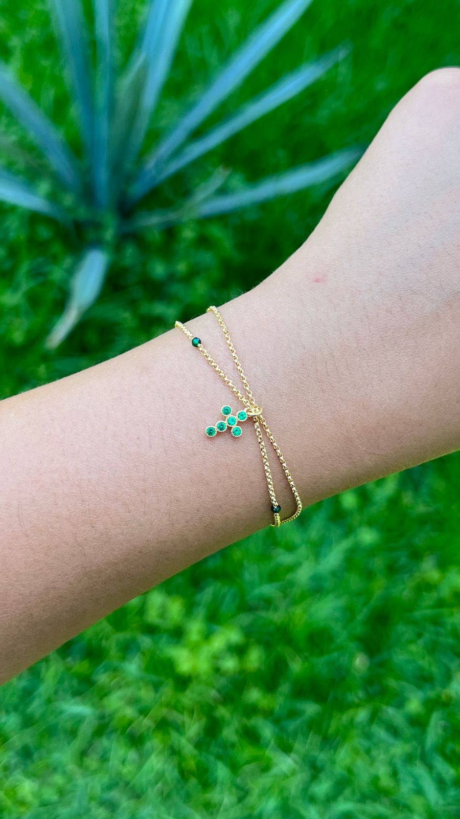 Pulsera Doble Cruz Con Zirconias